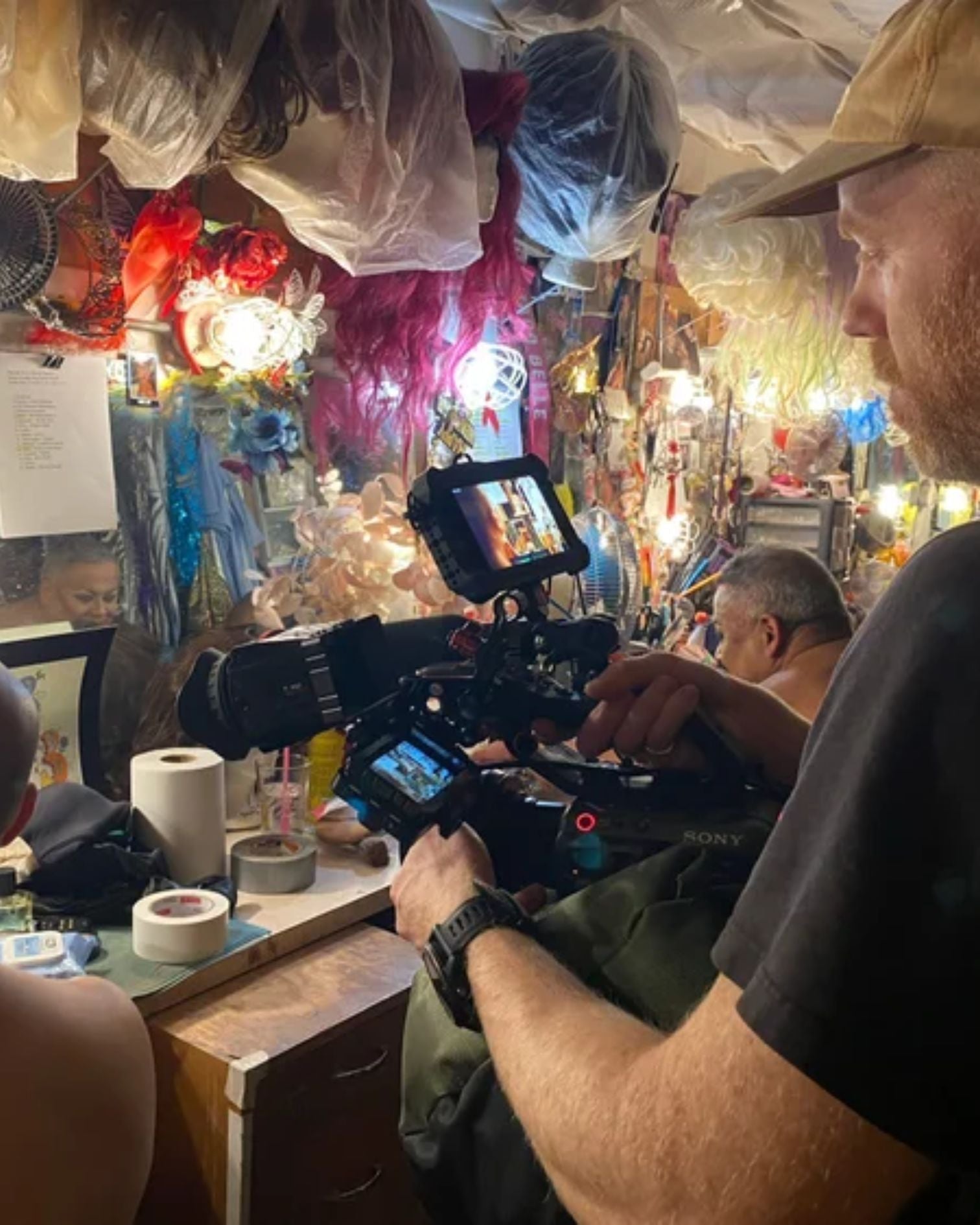 Behind the scenes photo showing filming from The Dragathon Documentary