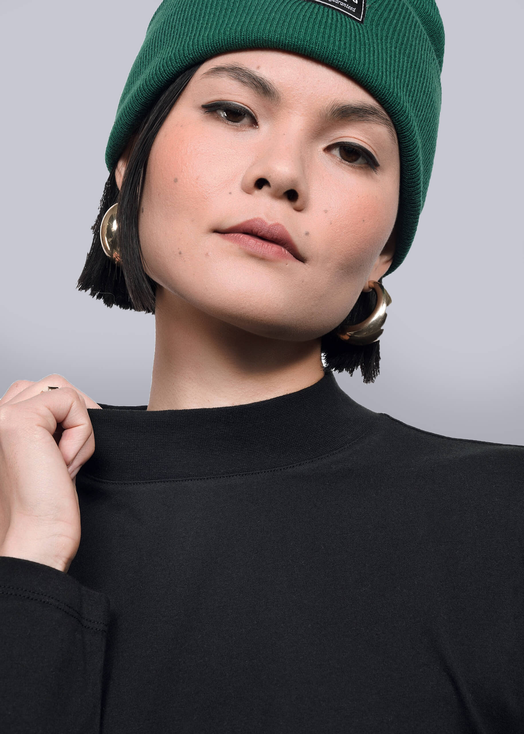The Essential Long Sleeve Mock Neck Top in Black