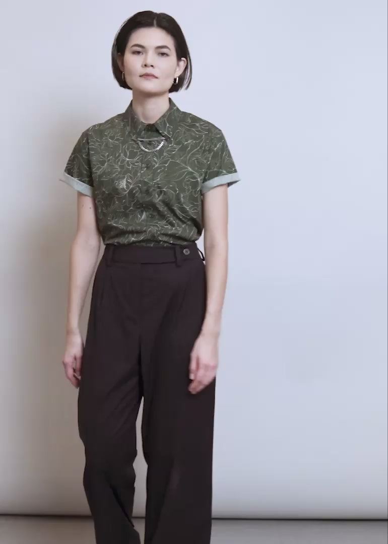 Video with model showing the fit and features of The Empower Wide Leg Trouser