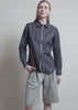 Model showing the fit and features of The Essential Oxford Zip Up Shirt 