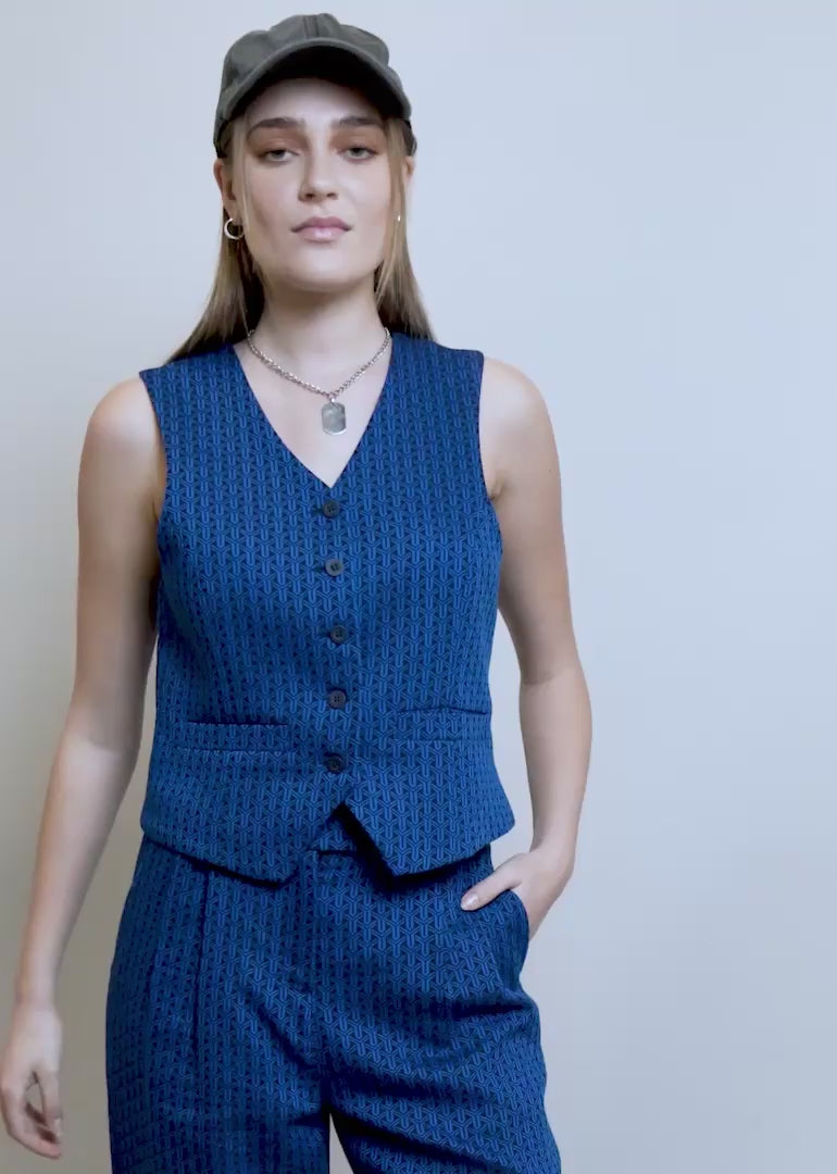 Model shows fit and features of The Empower Wide Leg Trouser